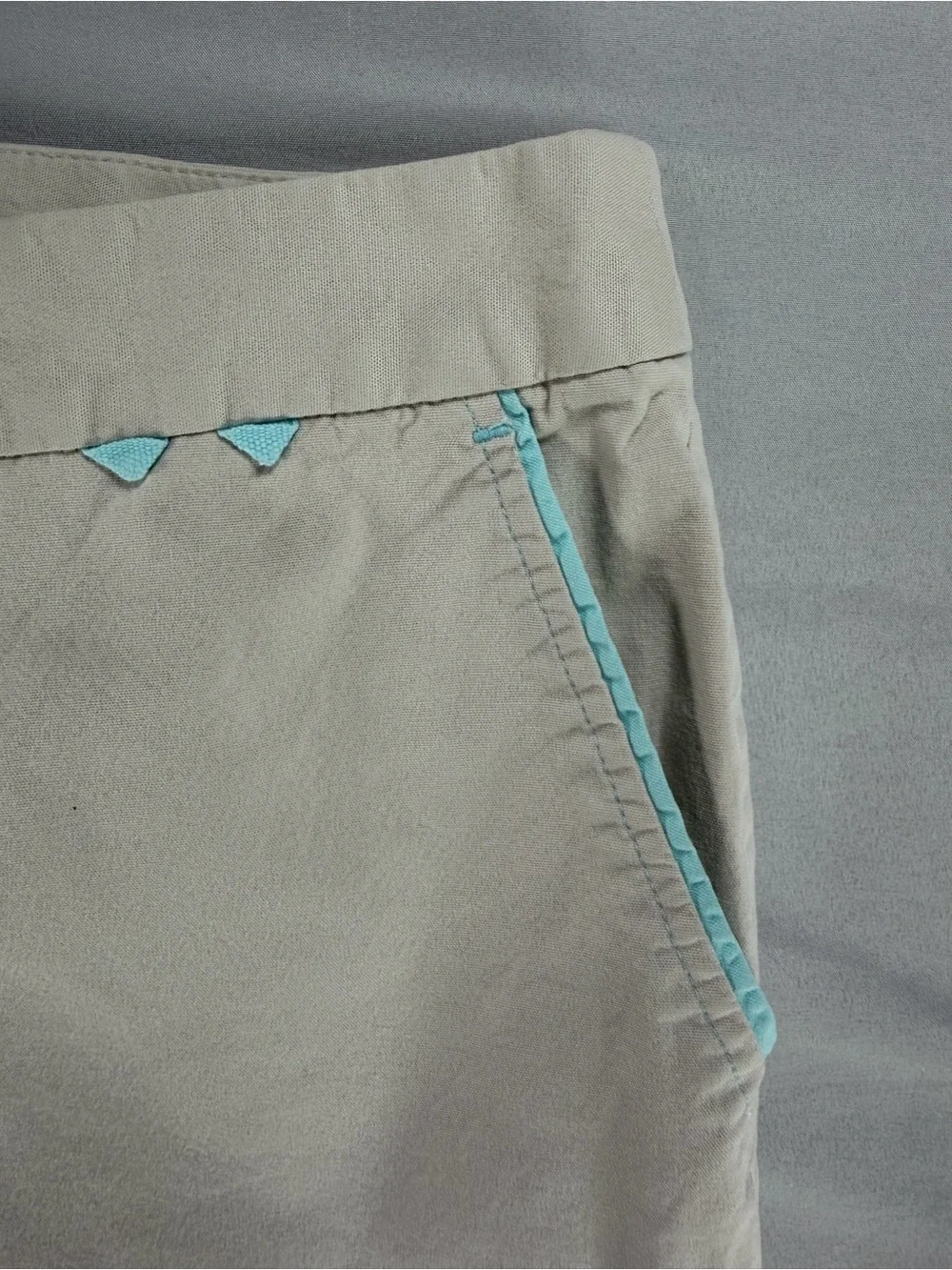 Sigrid Olsen SO Blue Cropped Wide Leg Chino Pants Khaki Women’s Size 10 #975